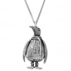PT510   Moving Penguin Pendant On Chain Sterling Silver Ari D Norman
