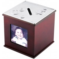 GT37    Mahogany Finish Money Box Sterling Silver Ari D Norman