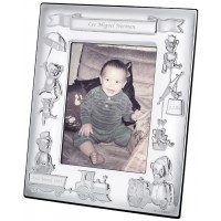 FR160   Baby Photo Frame with Mahogany Finish Back 8cm x 10cm Sterling Silver Ari D Norman