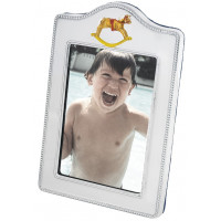 FR536   Baby Photo Frame With Rocking Horse 6cm x 9cm Sterling Silver Ari D Norman