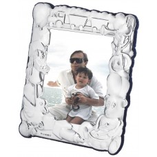 FR562   Baby Photo Frame With Train And Toy Design 8cm x 10cm Sterling Silver Ari D Norman