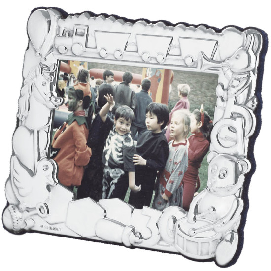 Baby Photo Frame 925 Sterling Silver English Hallmarks with Blue Velvet Back 8cm x 10cm