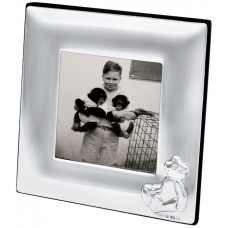 FR692   Baby Photo Frame With Embossed Teddy 5cm x 5cm Sterling Silver Ari D Norman