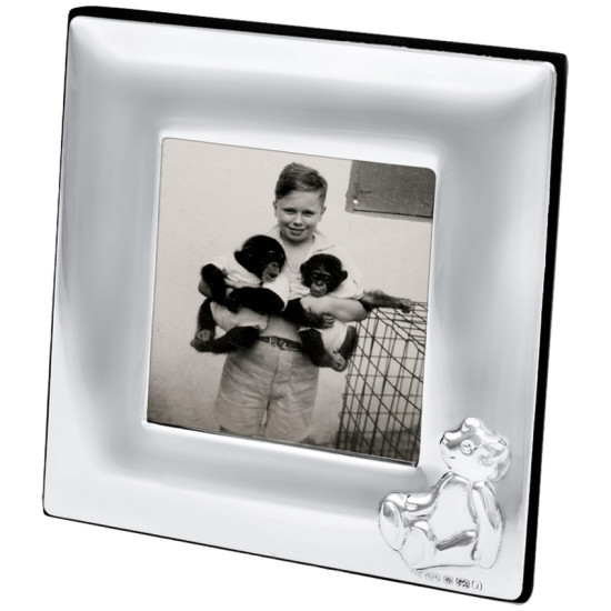 Baby Photo Frame 925 Sterling Silver English Hallmarks with Mahogany Back 5cm x 5cm