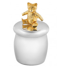 GT1085   Tooth Fairy Box With Gold Plated Moving Teddy Bear Sterling Silver Ari D Norman