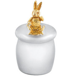 Rabbit Tooth Fairy Box Victorian Style 925 Sterling Silver English Hallmarks With Moving Articulated Gold Plated Rabbit