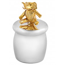 GT2241   Tooth Fairy Box With Gold Plated Moving Elephant Sterling Silver Ari D Norman