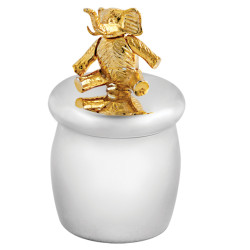 Elephant Tooth Fairy Box Victorian Style 925 Sterling Silver English Hallmarks With Moving Articulated Gold Plated Elephant