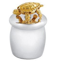 Turtle Tooth Fairy Box Victorian Style 925 Sterling Silver English Hallmarks With Moving Articulated Gold Plated Turtle