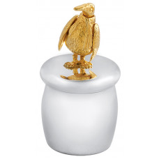 GT2244   Tooth Fairy Box With Gold Plated Moving Penguin Sterling Silver Ari D Norman