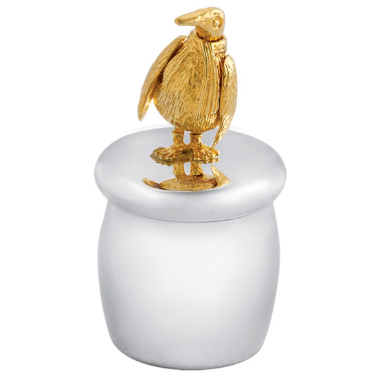 Penguin Tooth Fairy Box Victorian Style 925 Sterling Silver English Hallmarks with Moving Articulated Penguin