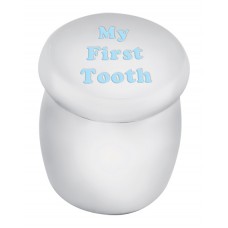 GT2260   Tooth Fairy Box With Engraved 'My First Tooth' In Blue Enamel Sterling Silver Ari D Norman