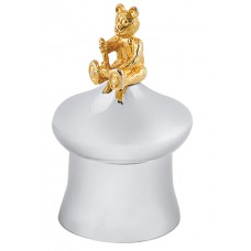GT349   Tooth Fairy Mushroom Shape Box With Gold Plated Teddy Bear Sterling Silver Ari D Norman