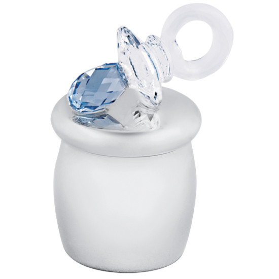 Pacifier Tooth Fairy Box 925 Sterling Silver English Hallmarks With Blue Austrian Crystal