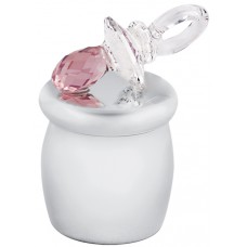 GTS102   Pink Swarovski Crystal Pacifier Tooth Fairy Box Sterling Silver Ari D Norman