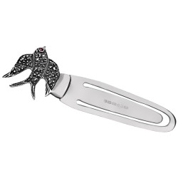 Swallow Bookmark 925 Sterling Silver English Hallmarks Set With Marcasite