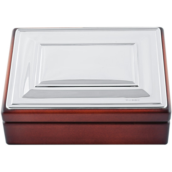 Mahogany Finish Trinket Keepsake Box 925 Sterling Silver English Hallmarks