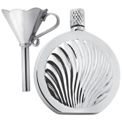 Round Sea Shell Perfume Bottle and Funnel Set 925 Sterling Silver English Hallmarks
