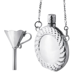 Rope Design Perfume Bottle and Funnel Set Victorian Style 925 Sterling Silver English Hallmarks on 26" Silver Trace Chain