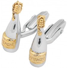 CU470 Ari D Norman Sterling Silver and Gold Plated Champagne Bottle Cufflinks