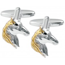 CU492 Ari D Norman Sterling Silver and Gold Plated Horse Head Cufflinks