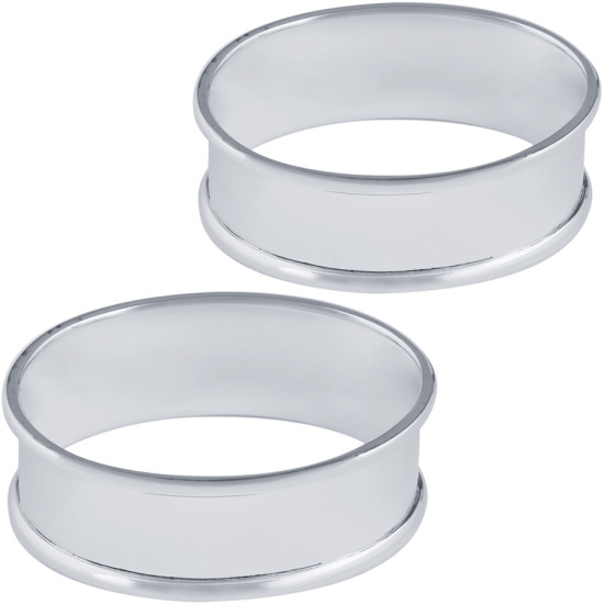 Pair Plain Oval Serviette Rings 925 Sterling Silver English Hallmarks