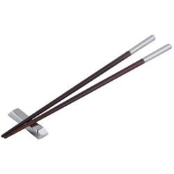 Pair Wooden Chopsticks with 925 Sterling Silver English Hallmarks Cap