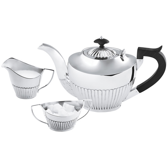 3 Piece Teaset Queen Anne Style 925 Sterling Silver English Hallmarks