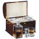 VIP Drinks Set 925 Sterling Silver English Hallmarks With Glass Crystal Housed in a Burr Wood Cabinet