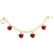 ANC13 - Gold And Red Enamel Heart Bracelet