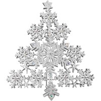 JB127   Silver Plated Snowflake Christmas Tree Brooch With Swarovski Crystals Jewelari of London