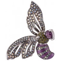 JB153 - Rhodium Plated Bumble Bee Brooch 