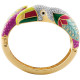 Toucan Cuff Bangle Art Deco Style Gold Plated Metal Alloy Set With Sparkling Austrian Crystals and Enamel