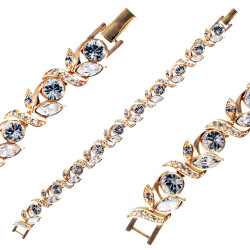 Elegant Bracelet Gold Plated Metal Alloy Set with Sparkling Austrian Crystals