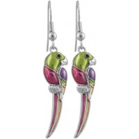 JEA25   Rhodium Plated Parrot Earrings Jewelari Of London