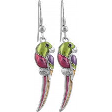 JEA25   Rhodium Plated Parrot Earrings Jewelari Of London