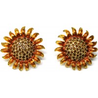 JEA27   Gold Plated Sunflower Earrings Jewelari Of London