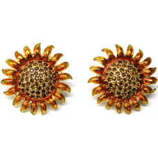 JEA27   Gold Plated Sunflower Earrings Jewelari Of London