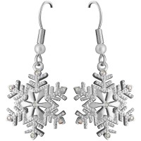 JEA3   Crystal Snowflake Earrings Jewelari of London