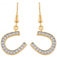 JEA34   Gold Plated Lucky Horseshoe Crystal Earrings Jewelari Of London