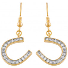 JEA34   Gold Plated Lucky Horseshoe Crystal Earrings Jewelari Of London