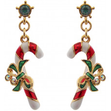 JEA4   Gold Plated Christmas Candy Canes Earrings Jewelari Of London