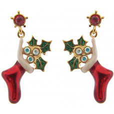 JEA5   Gold Plated Christmas Stocking Earrings Jewelari Of London