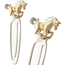 Galloping Horse Bookmark Gold and Rhodium Plated Metal Alloy