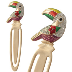 Toucan Bookmark Gold Plated Metal Alloy Set With Enamel and Sparkling Austrian Crystals