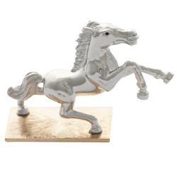 Horse Figurine Gold and Rhodium Plated Metal Alloy Set With Sparkling Austrian Crystals