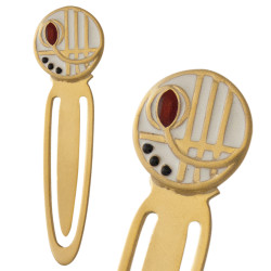 Floral Bookmark Rennie Mackintosh Style Gold Plated Metal Alloy Set With Enamel and Sparkling Austrian Crystals