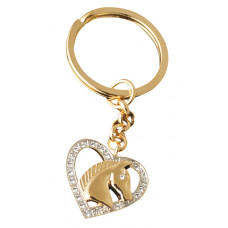 JK4   Gold Plated Horse Head In Heart Keyring Jewelari Of London