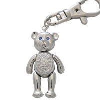 JK9   Rhodium Plated Teddy Bear Keyring / Bag Charm Jewelari Of London