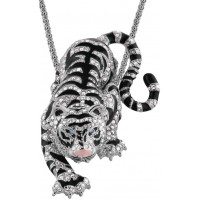 JNK3   Rhodium Plated Siberian Tiger Pendant / Brooch Jewelari Of London